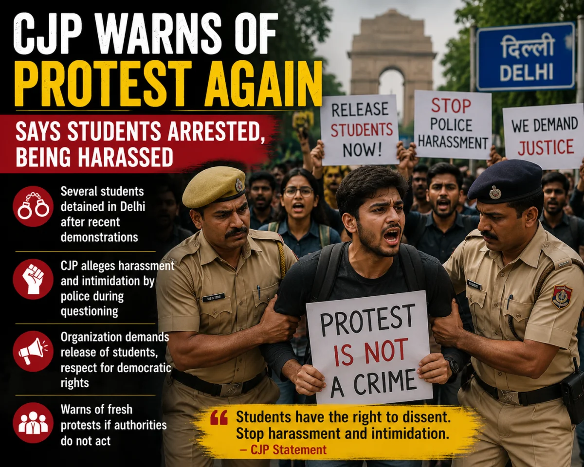 Student Detentions Spark Fresh Protest Warning from CJP in Delhi.