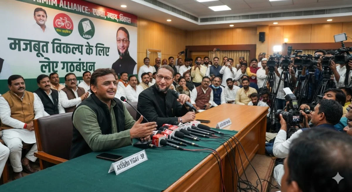 Owaisi Signals Opens to SP Tie-Up Ahead of Uttar Pradesh Assembly Elections 2027.
