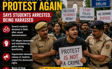 Student Detentions Spark Fresh Protest Warning from CJP in Delhi.