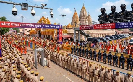 Fortified Devotion: Seven-Tiered Security Network and 70,000 Personnel Deployed for Safe Kanwar Yatra.